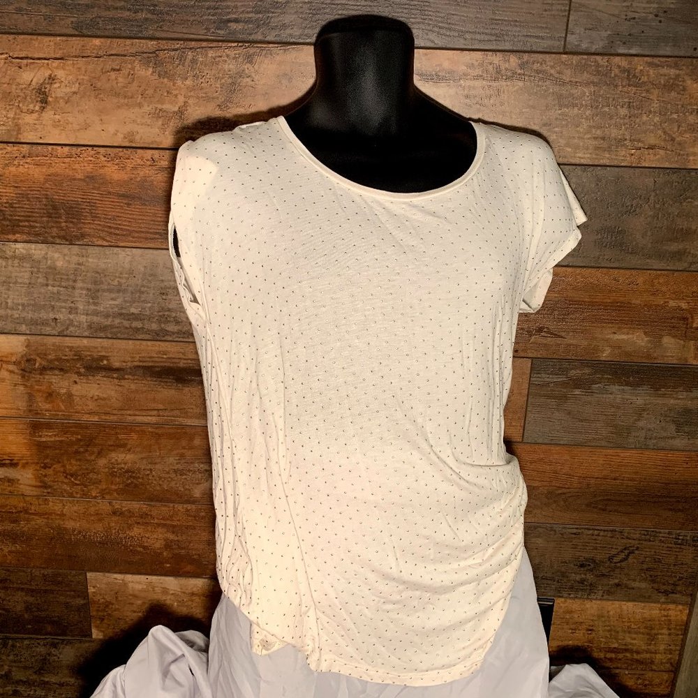 white tshirt with gold rhinestones